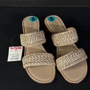 Italian Shoemakers Beige Woven Sandals